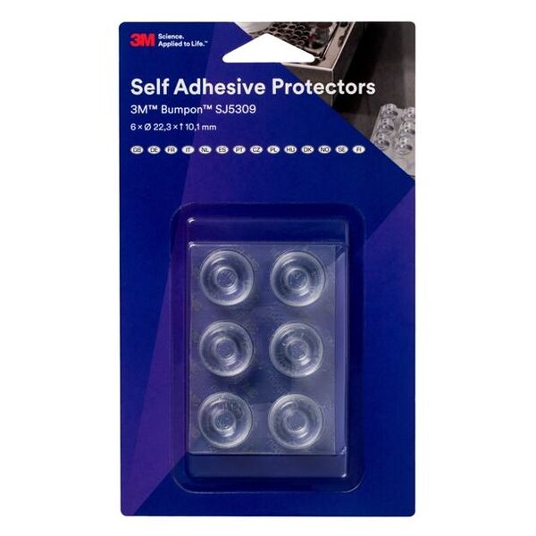 3M™ Bumpon™ SJ5309BL Protective Products Mini-pack, Transparent, 6 pieces, 22.3 x 10.1 mm, Acrylic adhesive A-20