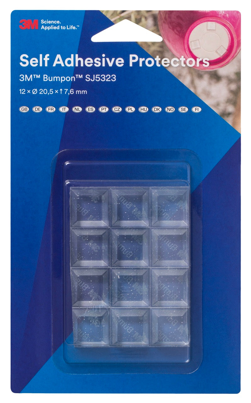 3M™ Bumpon™ Sj5323Bl Elastic Buffer Mini-Pack, Transparent, 12 Pieces, 20.5 x 7.6 mm