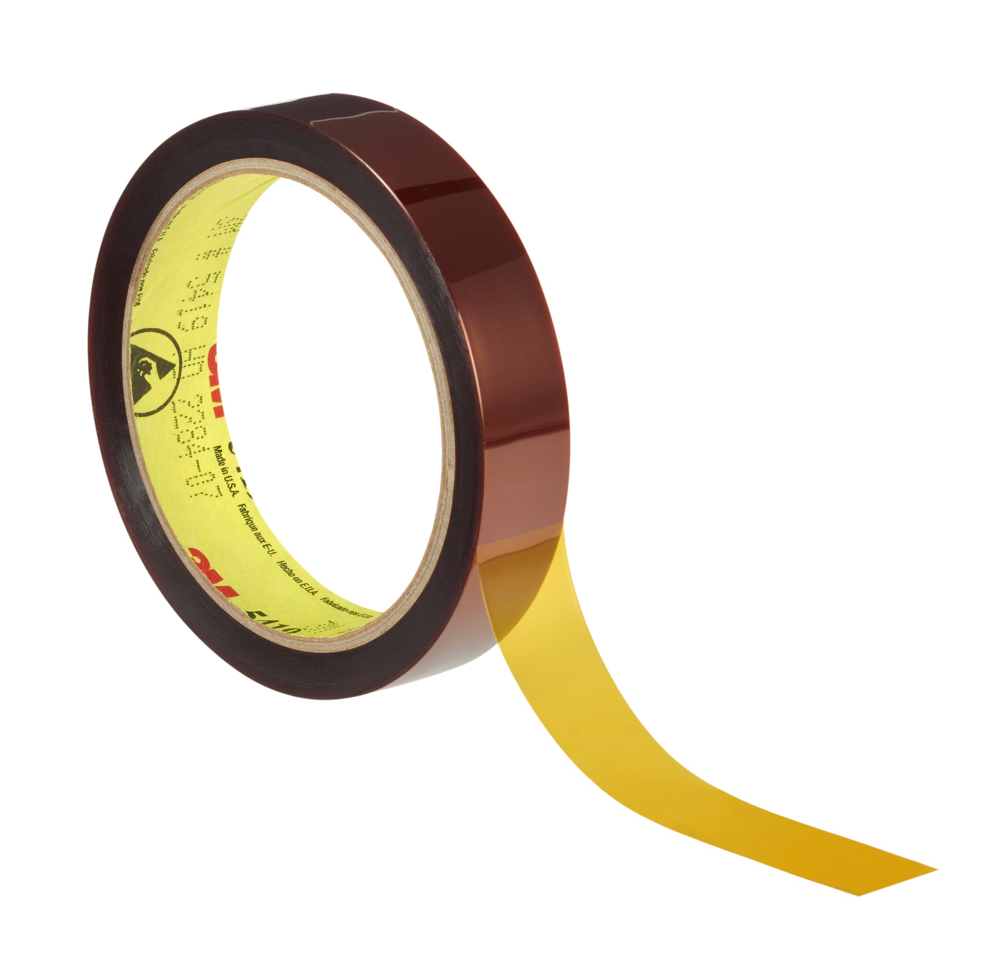 3M™ Low-Static Polyimide Film Tape 5419 Gold, 1/4 in x 36 yds x 2.7 mil, Paper Core, 36/Case, Bulk