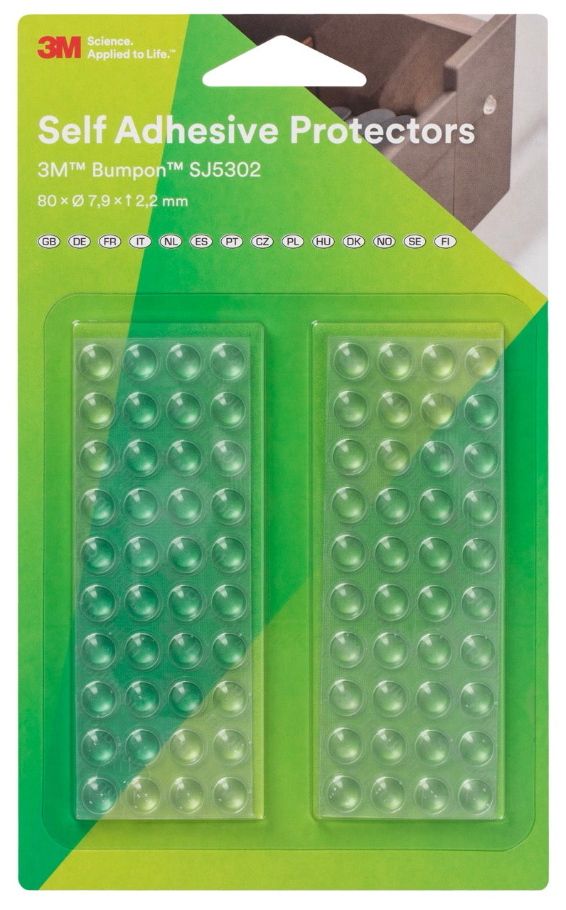 3M™ Bumpon™ SJ5302Bl Elastic Buffer Mini-Pack, Transparent, 80 Pieces, 7.9 x 2.2 mm, 18 Pack/Case