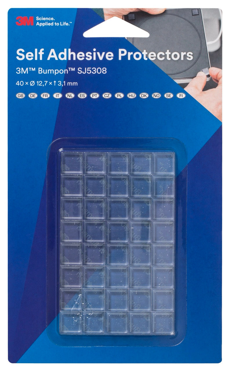 3M™ Bumpon™ Sj5308Bl Elastic Buffer Mini-Pack, Transparent, 40 Pieces, 12.7 x 3.1 mm
