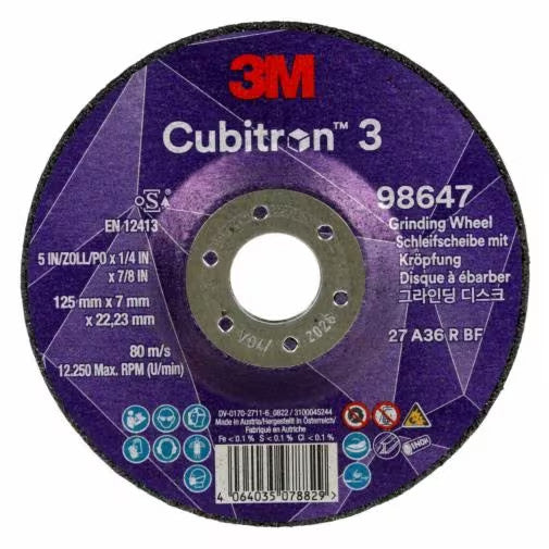 3M™ Cubitron™ 3 Depressed Center Grinding Wheel Pack of 10